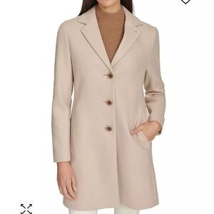 Calvin Klein Cream Trench Coat Mid-Length Classic